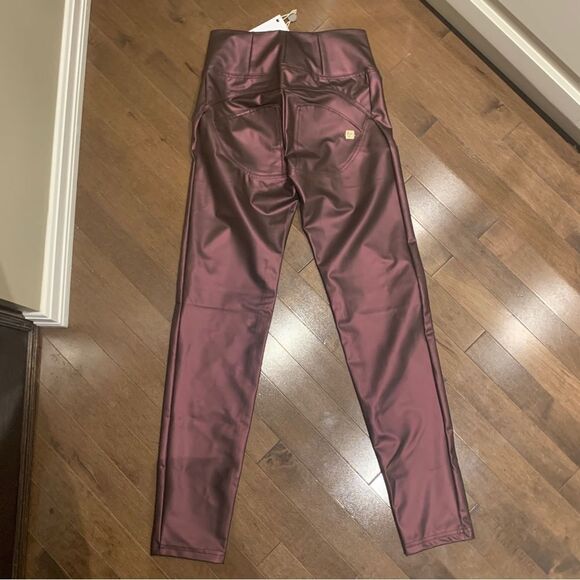 FREDDY WR.UP metallic deep purple high waisted Faux leather leggings Sz L NWT - Picture 5 of 12